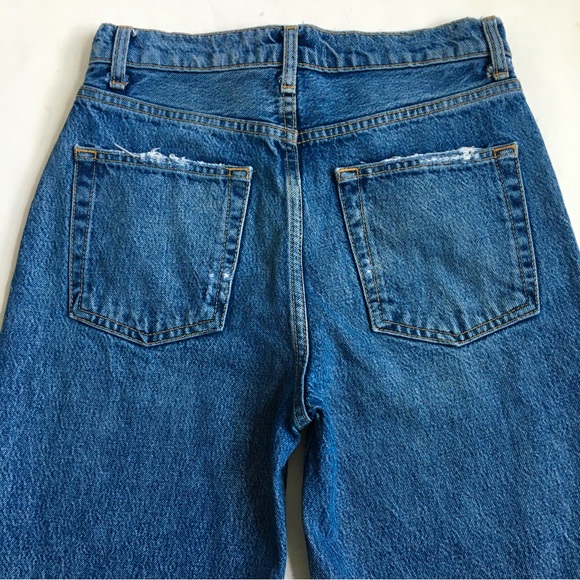 We The Free People Rita Crop Destroyed Ripped High Rise Raw Split Hem Jeans 27 - Picture 6 of 17